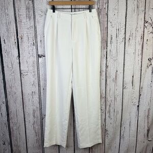 Good American Suiting Column Trouser Pleated Size 6/28 Ivory High Waisted Slacks